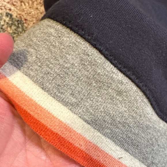 Brown and Navy with Orange accents Cotton Fleece Retro Sweatshirt - Picture 4 of 7